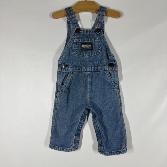OshKosh B’gosh Other - Vintage 90s Oshkosh Denim Overalls Size 3/6m Baby Made In USA Paper Tag Jean